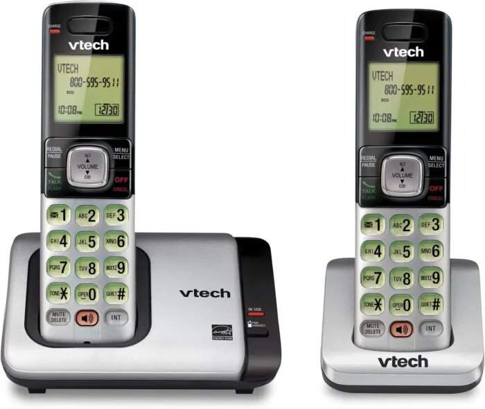 VTech CS6719-2 2-Handset Cordless Phone with Caller ID/Call Waiting, Handset Intercom & Backlit Display/Keypad, Silver - Image 2