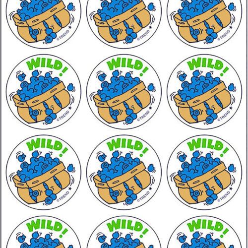 Wild!/Blueberry Scent Retro Stinky Stickers by TREND; 24 Seals/Pack – Authentic 1980s Designs!