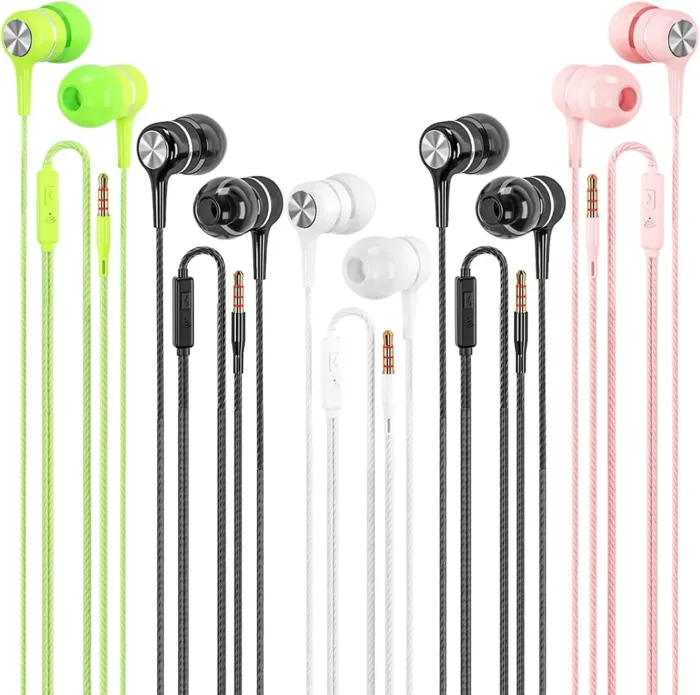 Wired Earbuds with Microphone 5 Pack, in-Ear Headphones with Heavy Bass, High Sound Quality Earphones Compatible with iPad, Laptop, MP3, Android Smartphones, Fits All 3.5mm Jack Device - Image 2