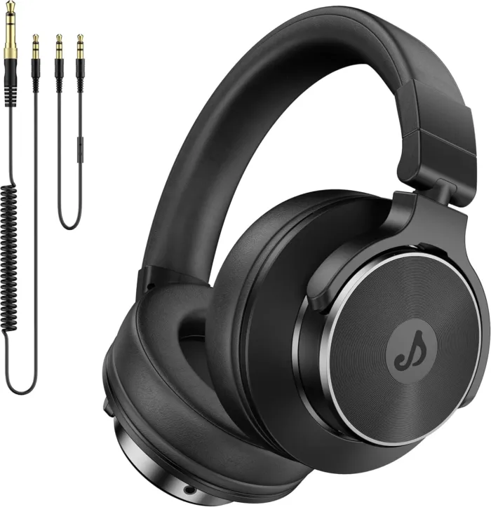 Wired Over Ear Headphones, Studio Monitor & Mixing DJ Headphones with 50mm Neodymium Drivers and 1/4 to 3.5mm Jack for Guitar AMP Podcast Piano Keyboard (Black) - Image 2