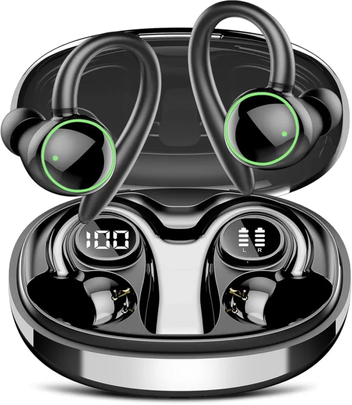Wireless Earbuds, Bluetooth 5.3 Headphones Sport, Over Ear Buds With ENC Noise Cancelling Mic, 48H, Wireless Earphone With Earhooks, Stereo Deep Bass, IP7 Waterproof Headset for Workout Running, Black - Image 2