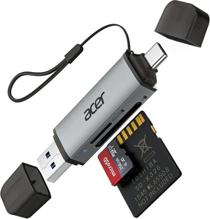 acer SD Card Reader USB C, Dual Slots USB 3.0 Type C to Micro SD Card Adapter, Memory Card Reader for MicroSD, SDHC, SDXC, Compatible with Laptop, PC, iPhone16/15, MacBook Pro/Air, iPad Pro, Android - Image 2
