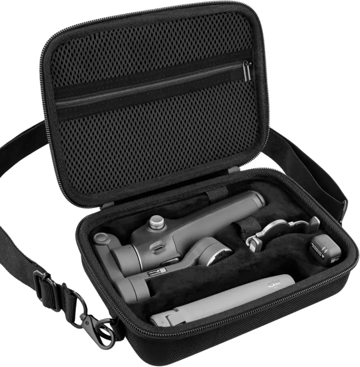 co2CREA Osmo Mobile 7P/7 Gimbal Stabilizer Hard Case - Waterproof Travel Storage Box with Custom Foam Insert & Mesh Pocket for DJI OM Mobile 7P Smartphone Gimbal, Accessories, Cables (Black Case) - Image 2