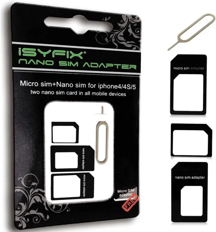 iSYFIX Sim Card Adapter Nano Micro - Standard 4 in 1 Converter Kit with Steel Tray Eject Pin - Image 2