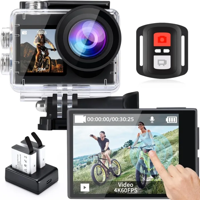 icefox Action Camera 4K 60FPS 20MP, Underwater with EIS,5XZoom,App Support Video&Photo Editing,Waterproof Camera WiFi Remote Control for Cycling, Swimming, and Diving - Image 2