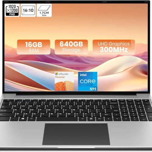 jumper 16 Inch Laptop, 4-Core N95 Processor, Up to 3.4Ghz, 16GB RAM, 640GB Storage,1200p FHD IPS Display, Windows 11 Computer, Office 365 1-Year Subscription, WiFi-6, 38Wh Battery.