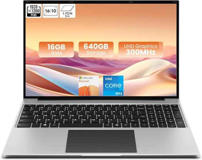 jumper 16 Inch Laptop, 4-Core N95 Processor, Up to 3.4Ghz, 16GB RAM, 640GB Storage,1200p FHD IPS Display, Windows 11 Computer, Office 365 1-Year Subscription, WiFi-6, 38Wh Battery. - Image 2