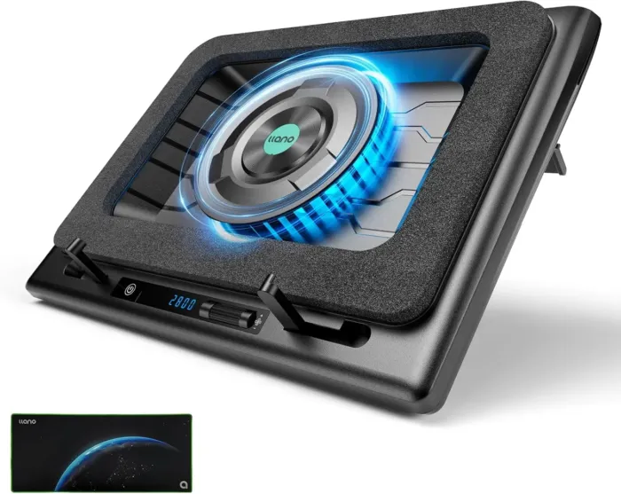 llano Gaming Laptop Cooler, Laptop Cooling Pad Stand with 5.5inch External Cooling Fan, Fast Cooling Computer Laptop 15.6-21in, Adjustable Speed, Touch Control, 3-Port USB A, A Mouse Pad Included - Image 2